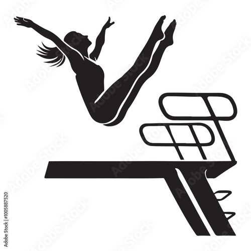 Female Diver Jumping Silhouette