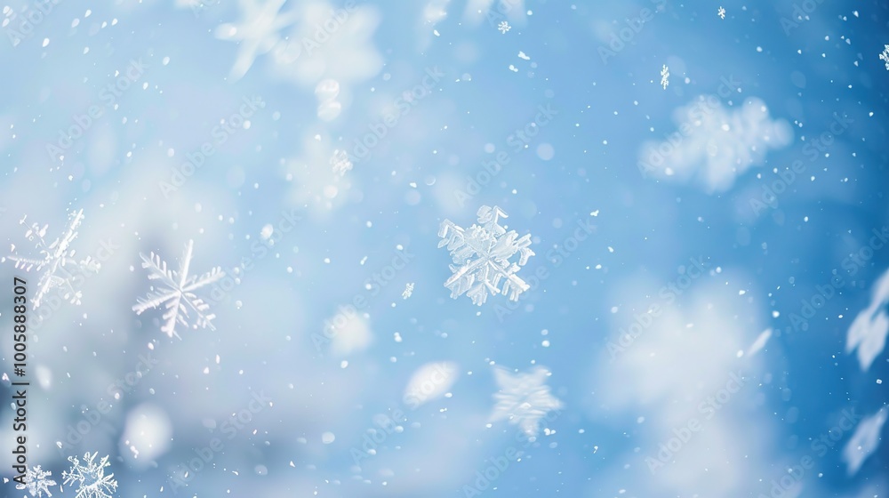 Christmas Background with Blue Snowflakes Winter Christmas Background with Blue Snowflakes Winter