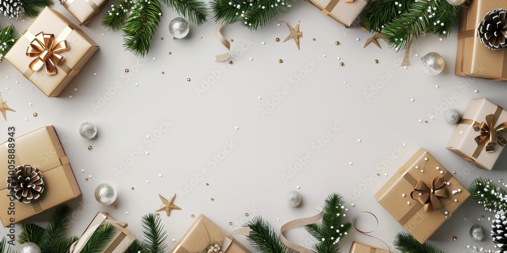 A white background with a Christmas tree and presents A white background with a Christmas tree and presents
