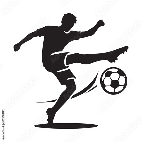 Soccer Player Kicking Ball Silhouette