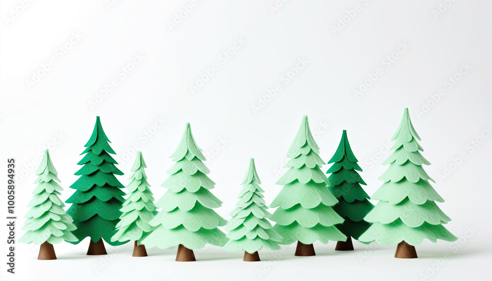 Obraz premium Cute christmas trees decoration with copy space