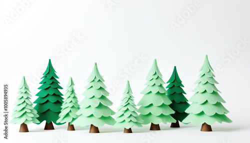 Cute christmas trees decoration with copy space