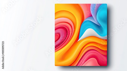 A vibrant abstract design featuring swirling pink, orange, and blue hues, perfect for modern art and creative projects.