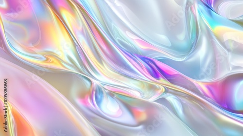 A colorful, abstract swirl of iridescent waves creating a dynamic, fluid texture.