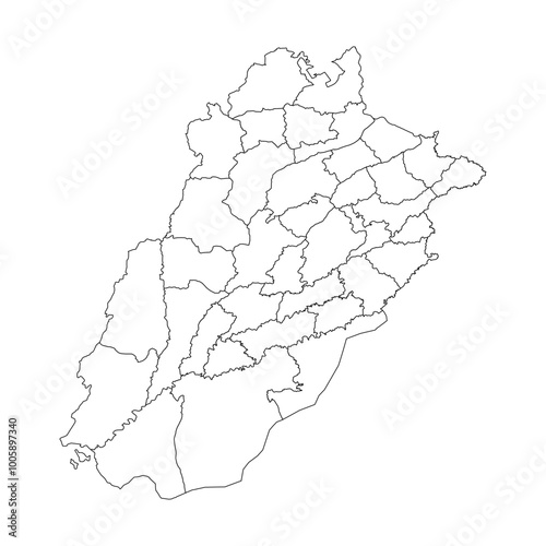 Punjab map with districts. Vector illustration.