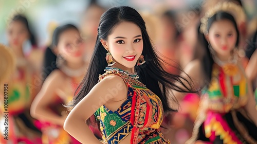Wallpaper Mural A vibrant dancer showcases traditional attire, radiating joy and cultural heritage during a lively dance performance. Torontodigital.ca