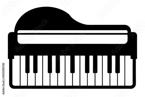 Piano | vector silhouette illustration on white background