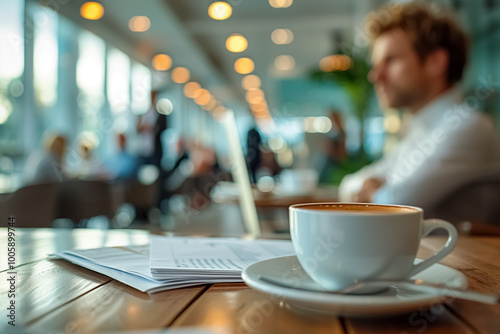 An office with coffee and laptop