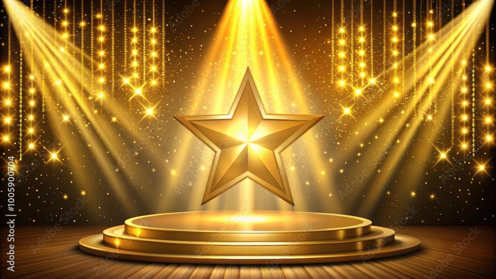 © lapeepon - Golden stage with star and spotlights for entertainment performance , stage, golden, star, spotlights, entertainment © lapeepon - Golden stage with star and spotlights for entertainment performance , stage, golden, star, spotlights, entertainment