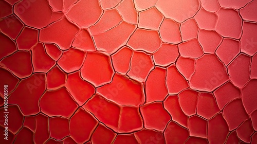 A vibrant red textured background resembling cracked surface, ideal for artistic and design projects. photo