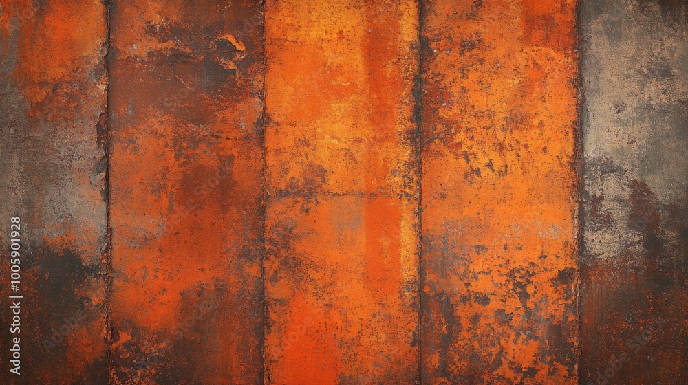 Abstract rusty metal texture background with vertical stripes of orange and brown. Abstract rusty metal texture background with vertical stripes of orange and brown.