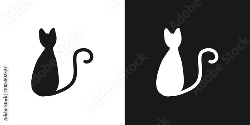 Black and white cats doodle hand drawing isolated background. Vector illustration