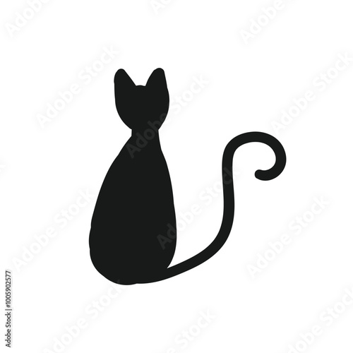 Wallpaper Mural Black cat doodle hand drawing isolated background. Vector illustration Torontodigital.ca