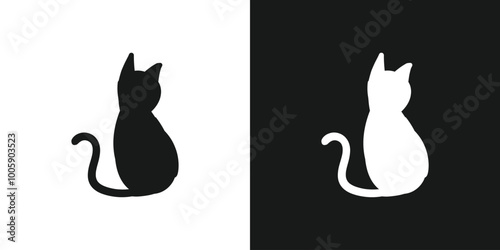 Black and white cats doodle hand drawing isolated background. Vector illustration