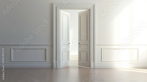 Wallpaper Mural A bright, open doorway in a minimalist room, inviting exploration and new possibilities. Torontodigital.ca