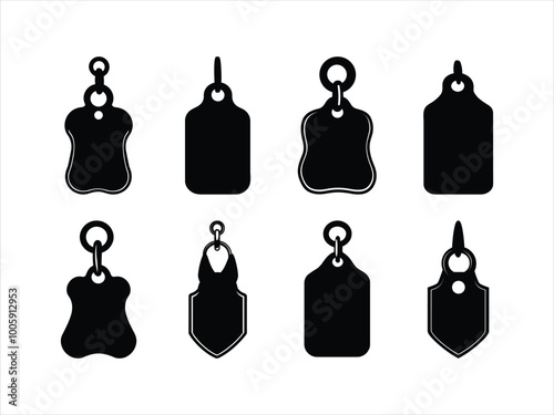 Dog Tag Silhouette Icons Collection - Military and Pet ID Tags.