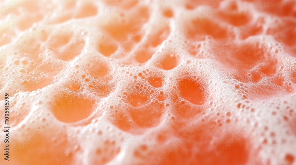 Close-up of refreshing bubbles in orange foam, perfect for beverage and food-related themes, showcasing texture and color. Close-up of refreshing bubbles in orange foam, perfect for beverage and food-related themes, showcasing texture and color.