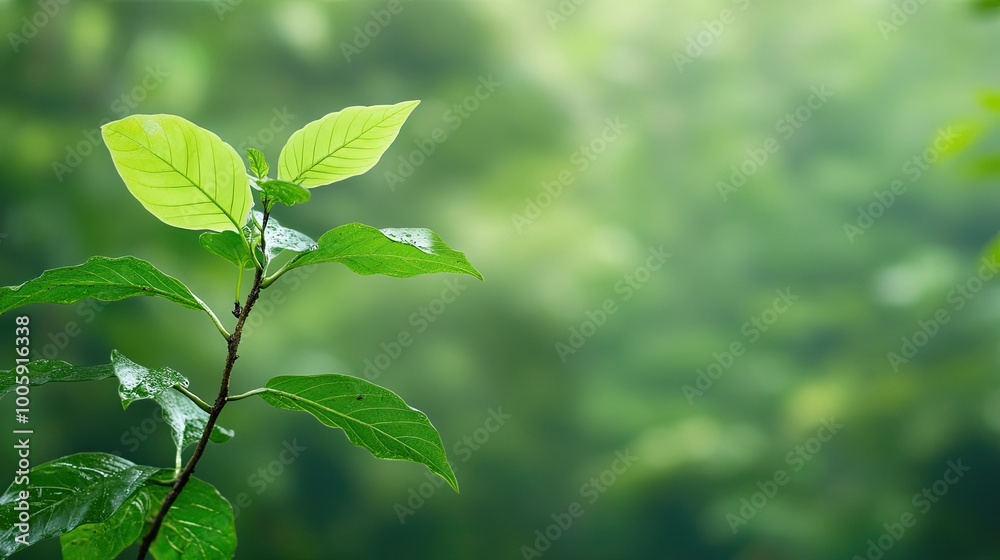 Close-up of vibrant green leaves on a branch against a blurred green background, symbolizing nature and freshness. Close-up of vibrant green leaves on a branch against a blurred green background, symbolizing nature and freshness.