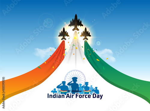 Vector Illustration of Indian Air Force Day. Air force day celebration background.