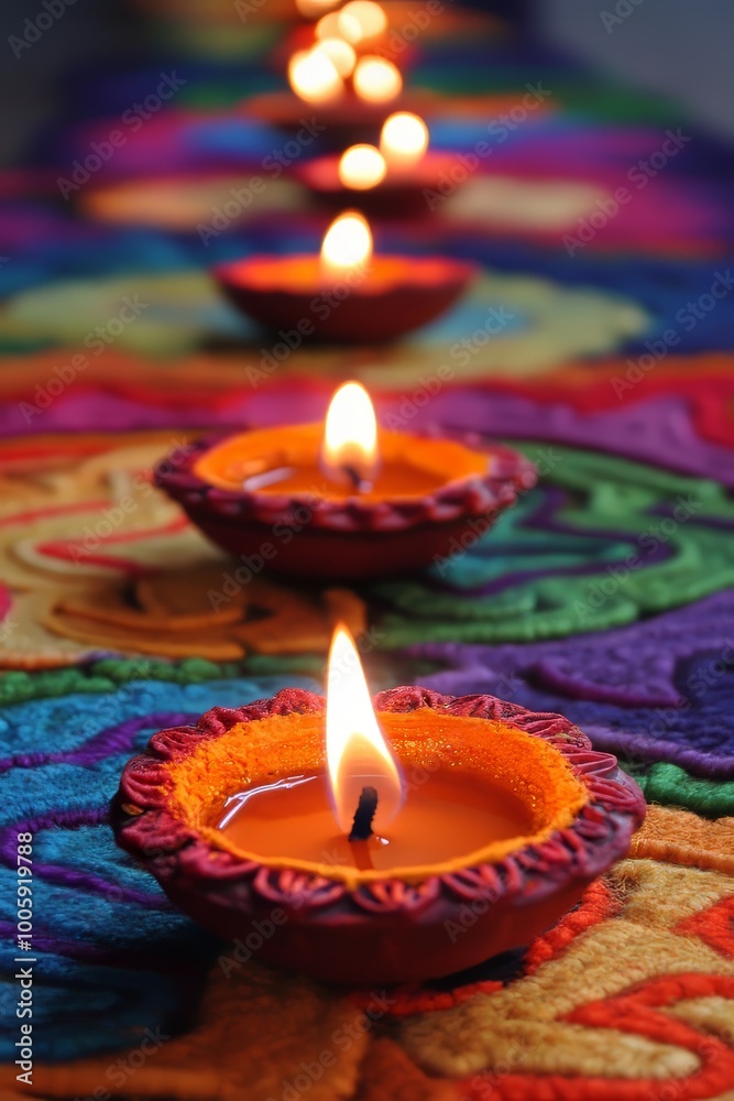 Festive Diwali decorations in a balanced pattern
