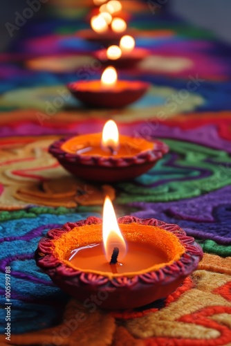 Festive Diwali decorations in a balanced pattern