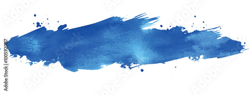 Blue paint artistic dry brush stroke. Watercolor acrylic hand painted backdrop for print, web design and banners. Realistic vector background texture