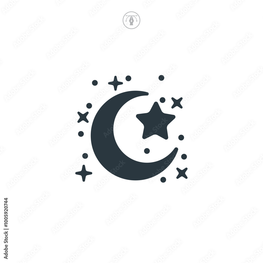 Moon and Star icon symbol vector illustration isolated on white background