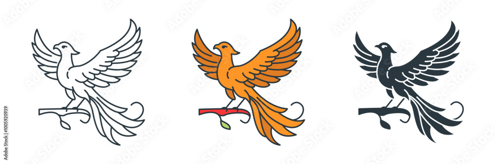 Obraz premium Phoenix icon symbol vector illustration isolated on white background