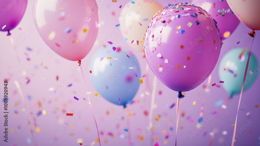 Colorful balloons with confetti, creating a festive atmosphere for celebrations. Colorful balloons with confetti, creating a festive atmosphere for celebrations.