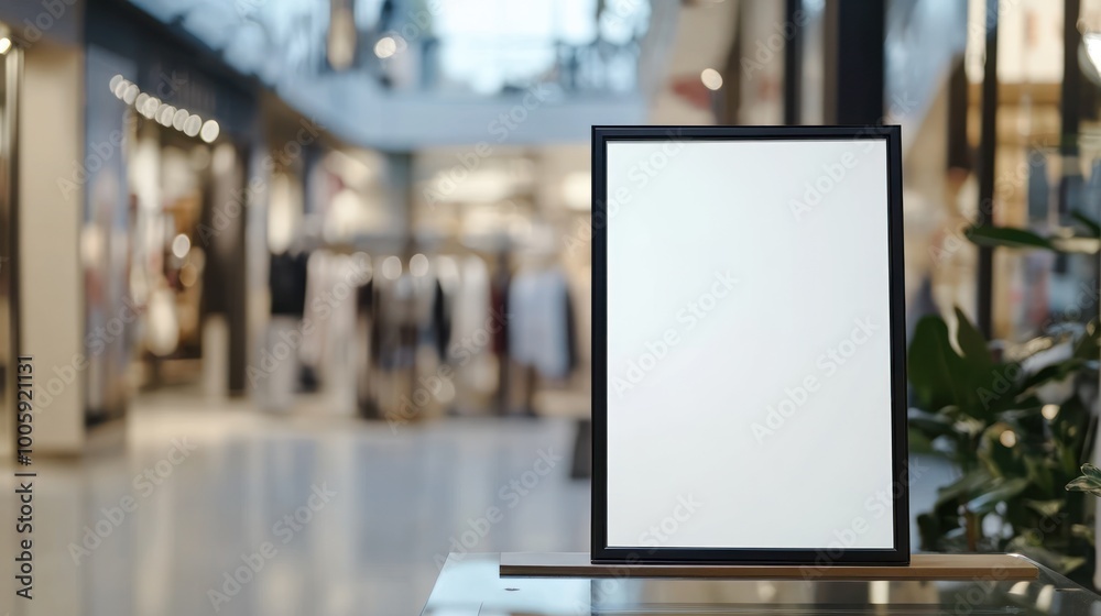 A blank frame displayed in a shopping mall, ready for promotional content. A blank frame displayed in a shopping mall, ready for promotional content.