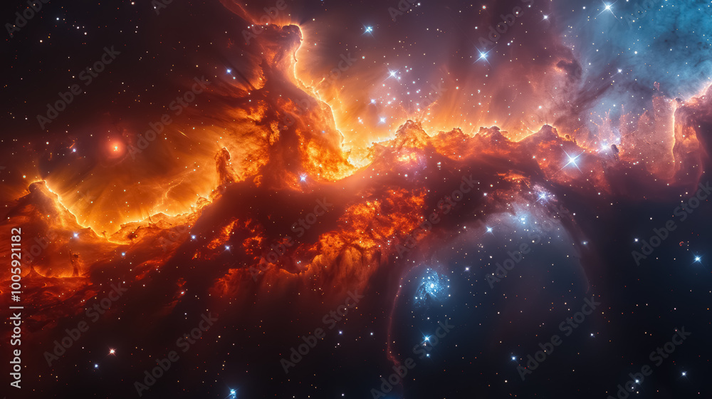 Fototapeta premium Space background with stardust and shining stars. Realistic cosmos and color nebula. Colorful galaxy