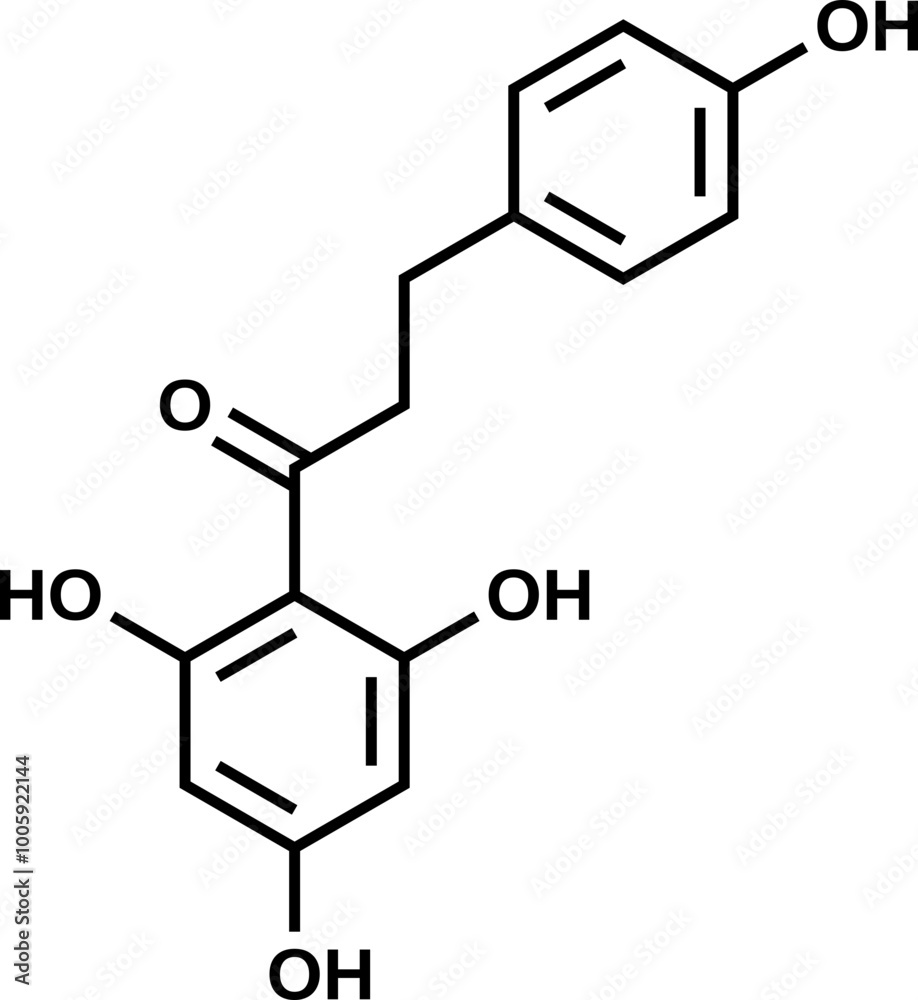 Phloretin structural formula, vector illustration 