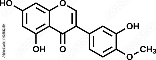 Pratensein structural formula, vector illustration