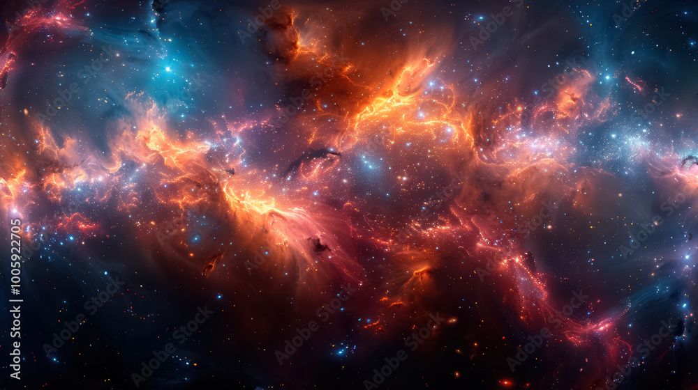 Fototapeta premium Space background with stardust and shining stars. Realistic cosmos and color nebula. Colorful galaxy