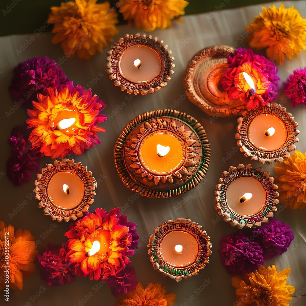 A table with a bunch of candles and flowers. The candles are lit and the flowers are in various colors. Scene is warm and inviting A table with a bunch of candles and flowers. The candles are lit and the flowers are in various colors. Scene is warm and inviting