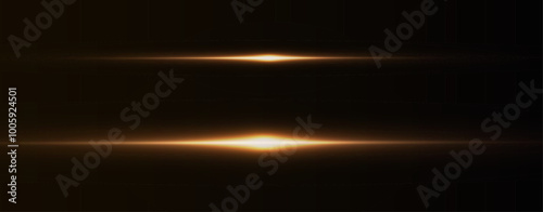 Light yellow effect reflections, neon illumination in white colors. Bright light lens. Police light effects, lines. Shiny stars, glowing sparks on a black background. Vector yelllow light effect