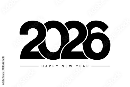 Happy New Year 2026 text design. Cover of business diary for 2026 with wishes. Brochure design template, card, banner. Vector illustration. Isolated on white background.