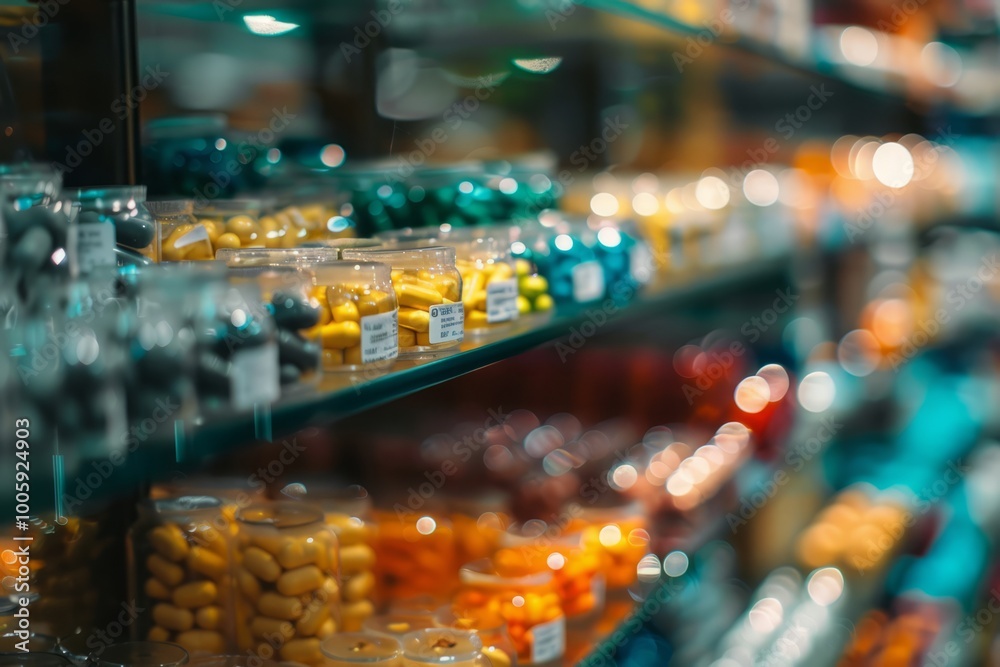 A display of assorted pharmaceutical pills, highlighting the plethora of medications accessible. , background blur A display of assorted pharmaceutical pills, highlighting the plethora of medications accessible. , background blur