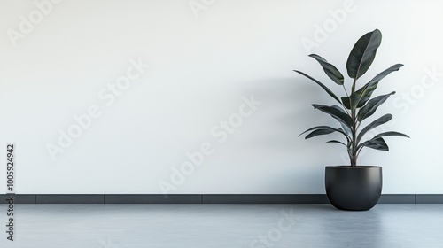 Wallpaper Mural A minimalist interior featuring a potted plant against a blank wall. Torontodigital.ca