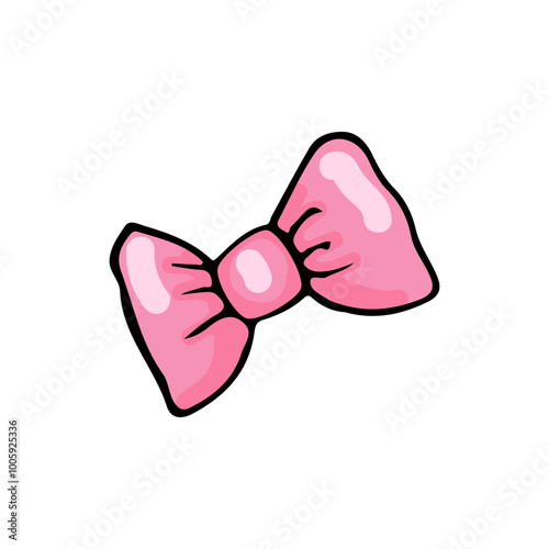 Bright and playful pink bow illustration, great for girly designs, fashion accessories, or as a charming addition to children’s decor and playful gift packaging.