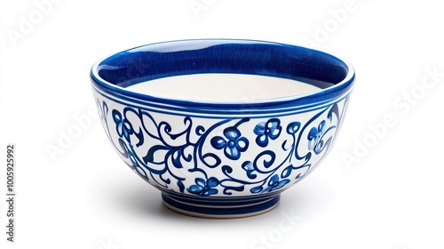 Wallpaper Mural Elegant blue and white ceramic bowl with intricate floral patterns, perfect for dining or decorative purposes. Torontodigital.ca
