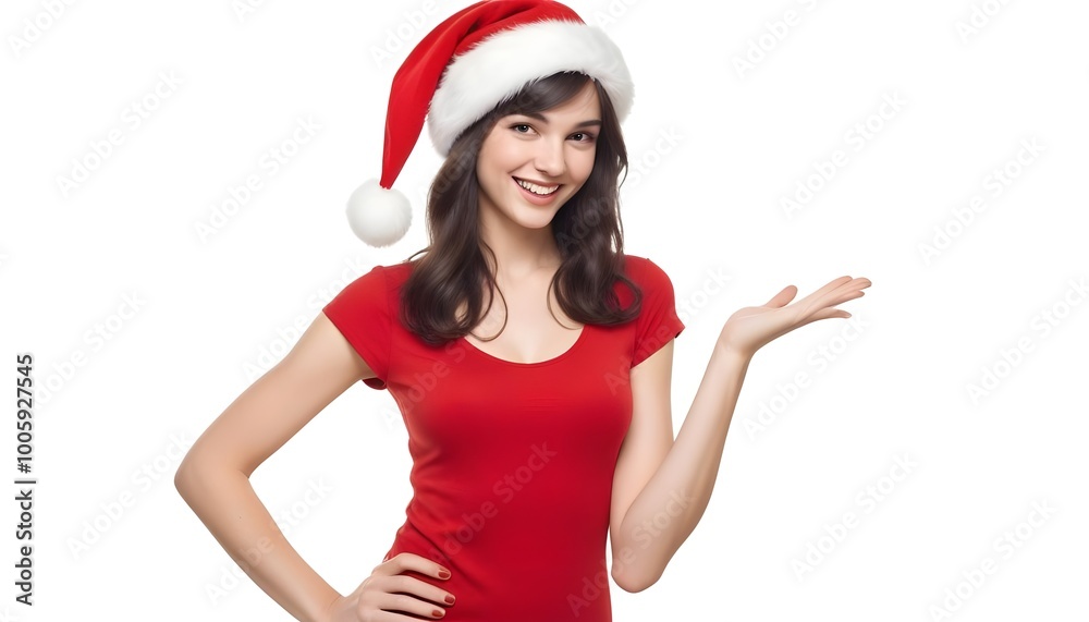 Festive Christmas Portraits of Women in Santa Hats with Gifts Festive Christmas Portraits of Women in Santa Hats with Gifts
