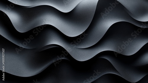 Abstract black wavy pattern with metallic texture