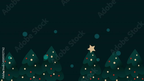 Motion graphics of Christmas trees and snow.