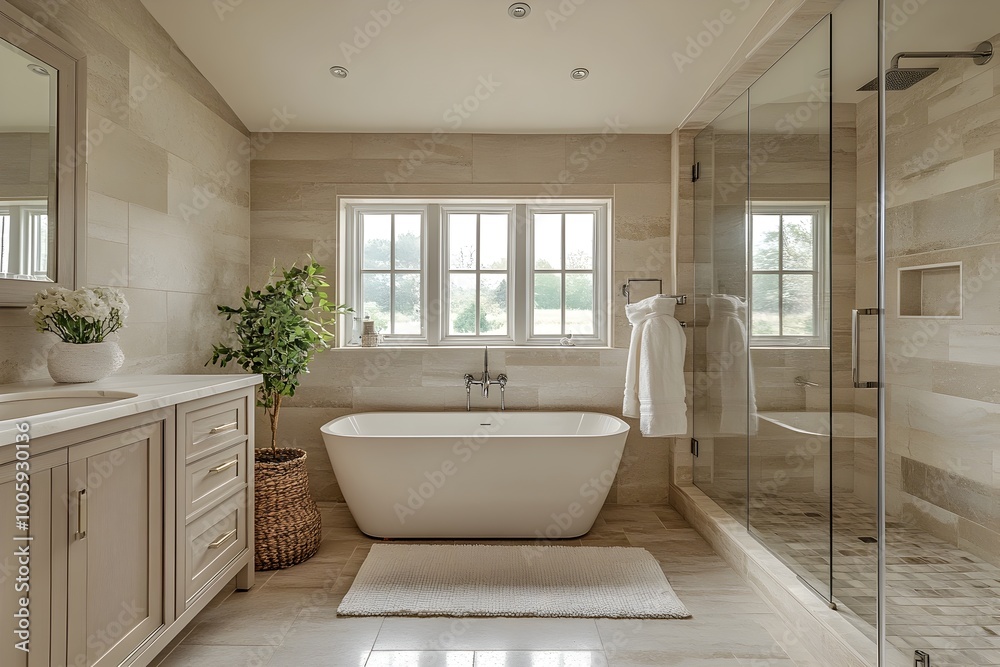 Minimalist Bathroom Oasis with Freestanding Tub and Glass Shower for Spa Like Relaxation Minimalist Bathroom Oasis with Freestanding Tub and Glass Shower for Spa Like Relaxation