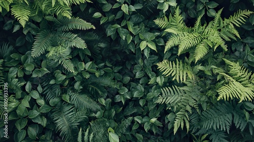 Lush Green Fern and Foliage Texture Background