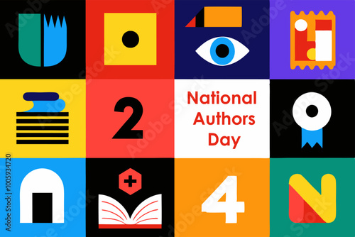 Abstract minimalist posters celebrating national authors day for creative inspiration