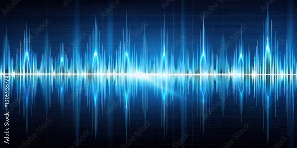 Blue audio waveform background with abstract pattern , sound waves, digital technology, music Blue audio waveform background with abstract pattern , sound waves, digital technology, music