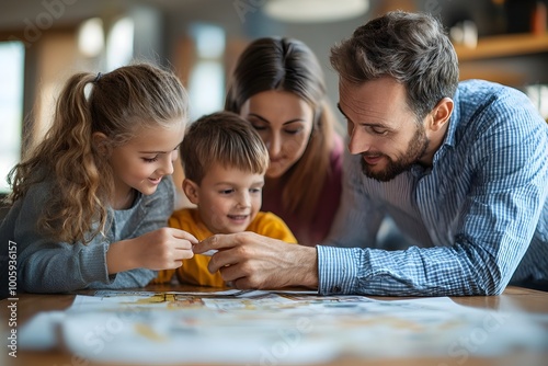 Family Practicing Home Emergency Evacuation Plan for Safety and Preparedness