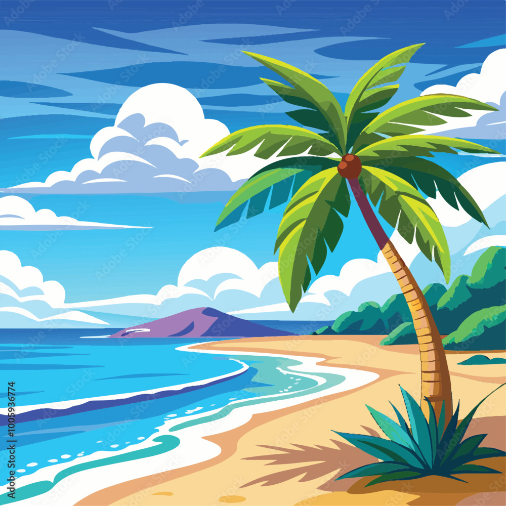 Fototapeta premium tropical island with palm trees
